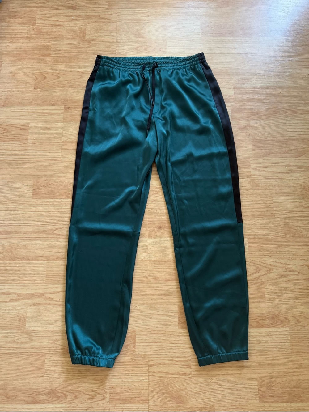 Filippa K Soft Sport Emerald Green Satin Track Pants Joggers Medium